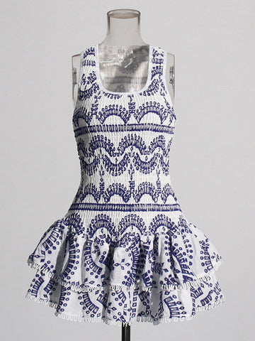 Summer Holiday Wind New U-Shaped Tie Design Super Short Lotus Edge Dress Woman